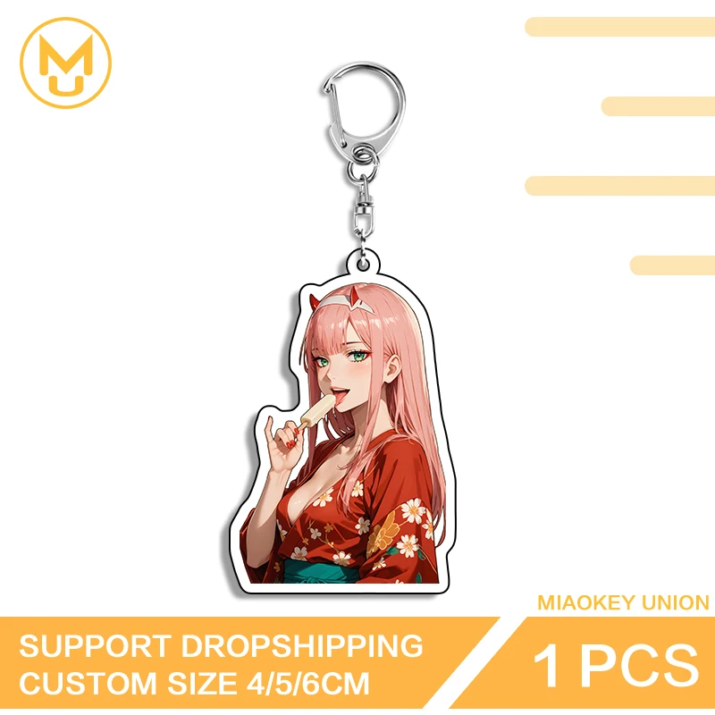 Japanese Style Pretty Zero Two Waterproof Attractive Double Sided Acrylic Key Chains Glaring Transparent Novelty Jewelry