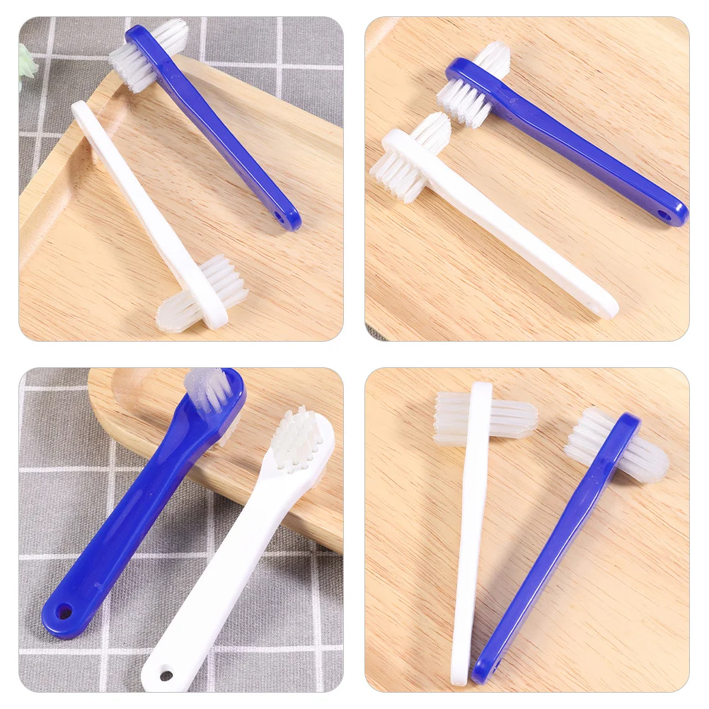 

4Pcs Compact Double Head Denture Brush Ergonomic Handle Non Scratch Cleaning for Dentures and Denture Brush
