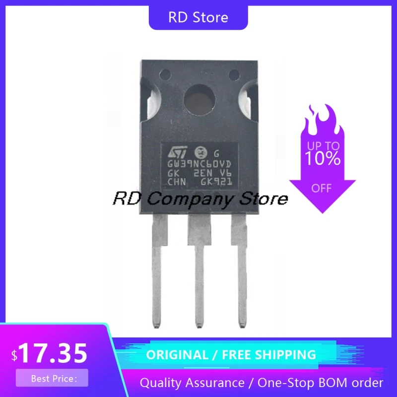 

5Pcs/Lot Original Genuine In-Line STGW39NC60VD STGW39 Package TO-247 IGBT Transistor