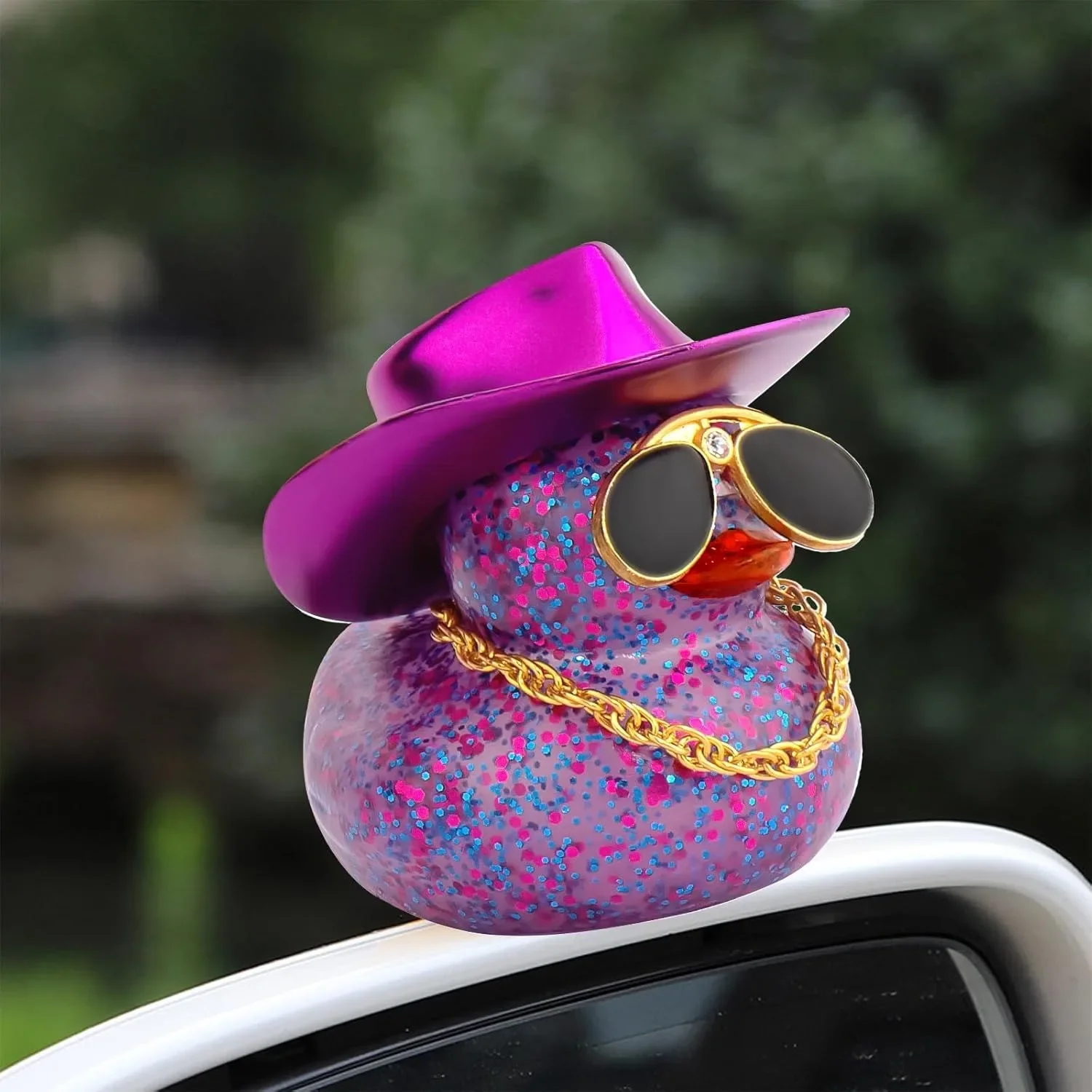 Colorful Car Duck Dashboard Accessories Car Accessories Duck with Cowboy Hat  Necklace and Sunglasses  for Home  Decoration