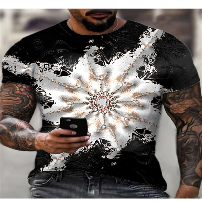 Summer New Hot Selling Men's Fashion Print 3D Digital Pattern Short sleeved Handsome T-shirt Personalized Sports T-shirt