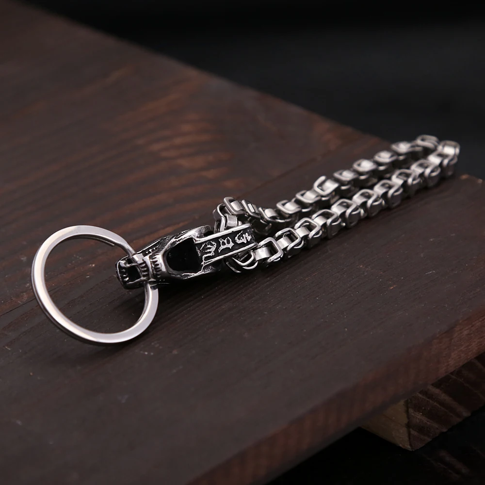 Creative Fashion Dragon Head Keychain Pendant For Men Stainless Steel Dominant Emperor Chain Animal Keychains Jewelry Wholesale