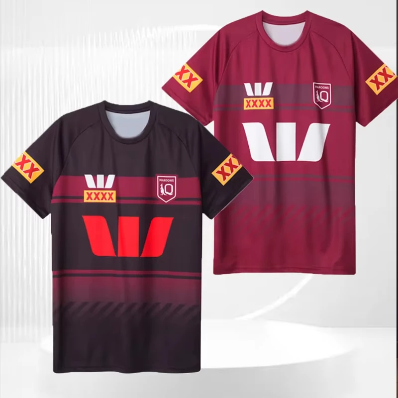 

Новинка 2025 года, мужская футболка для регби QUEENSLAND MAROONS, австралийская рубашка для регби Qld Maroons, тренировочная одежда, быстросохнущий топ для тренировок
