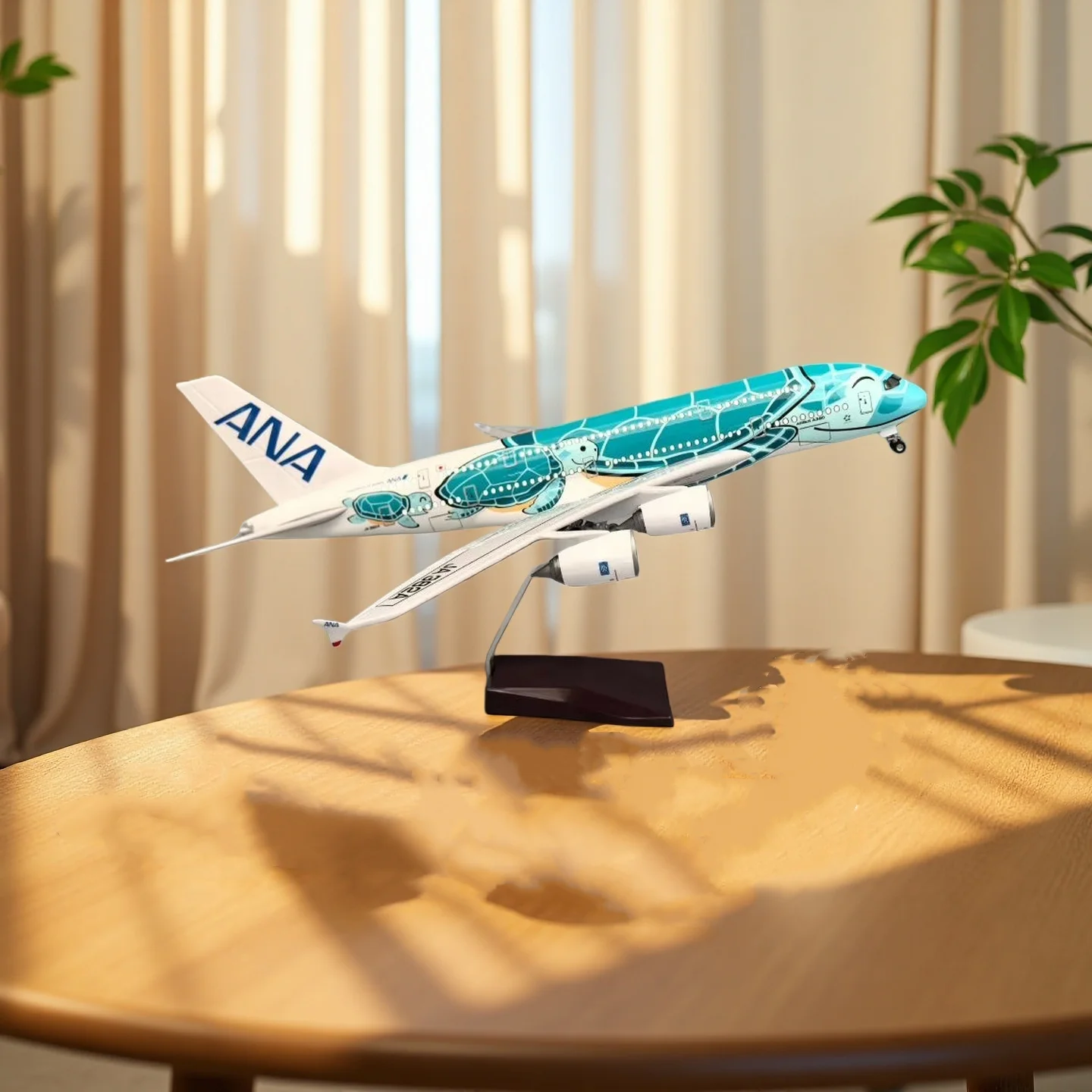 

Resin a380 Cartoon Style Turtle Airplane Model 47cm Airbus A380 With Landing Gear Wheels&Lights Plane Kids Toys Adult Collection