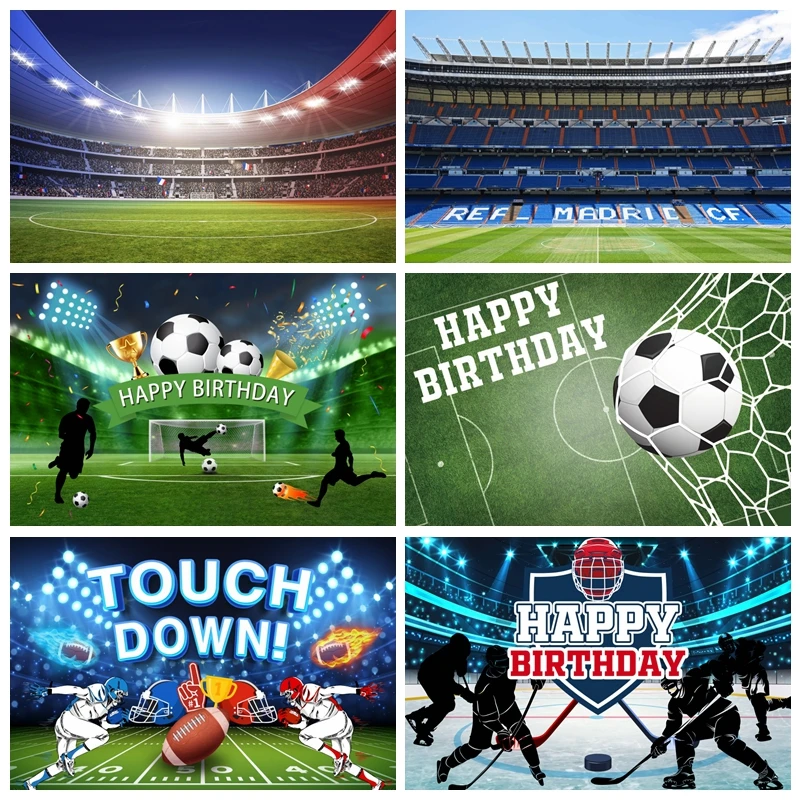 

Baby Happy Birthday Party Photography Backdrop Basketball Football Soccer Field Stadium Grassland Photo Background Studio Props