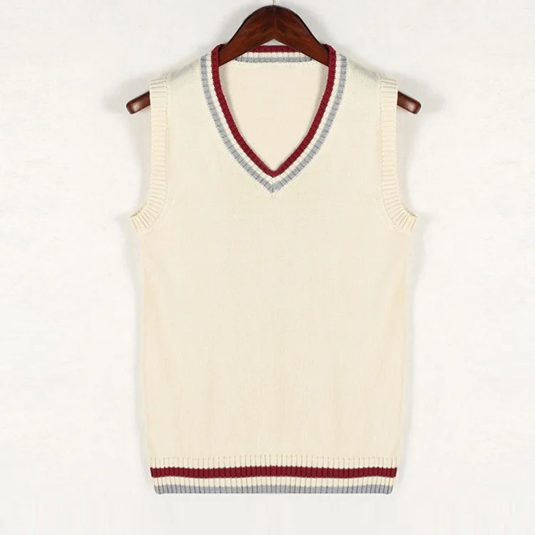 

Autumn Winter Knitted Sweater Vest Women's College Sle Couple Matching V-Ne Cotton Blend Elastic Fiber Casual Vest