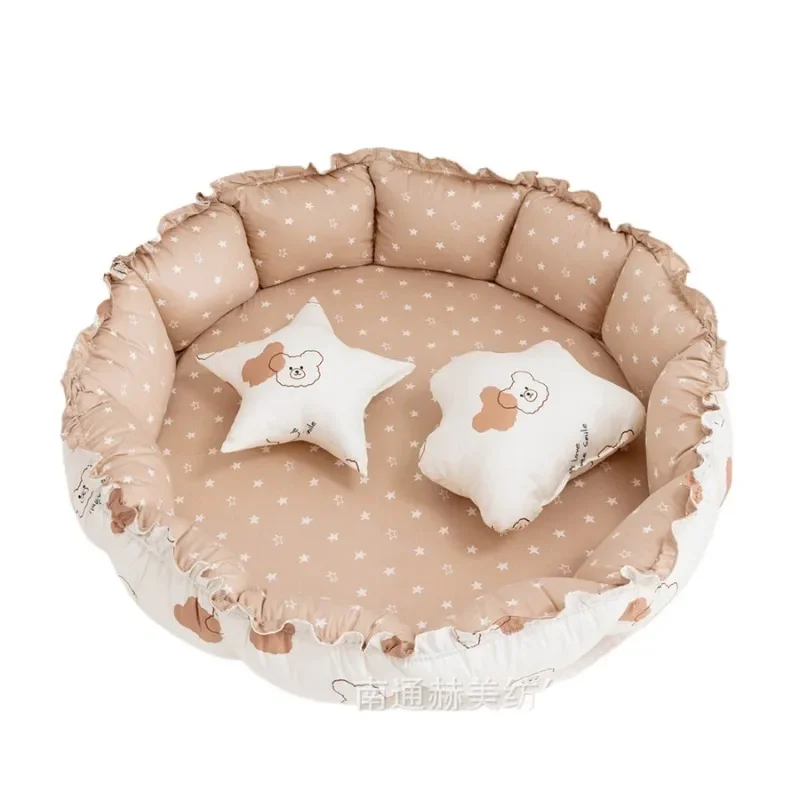 Height adjustable play mat removable and washable foldable children's bed