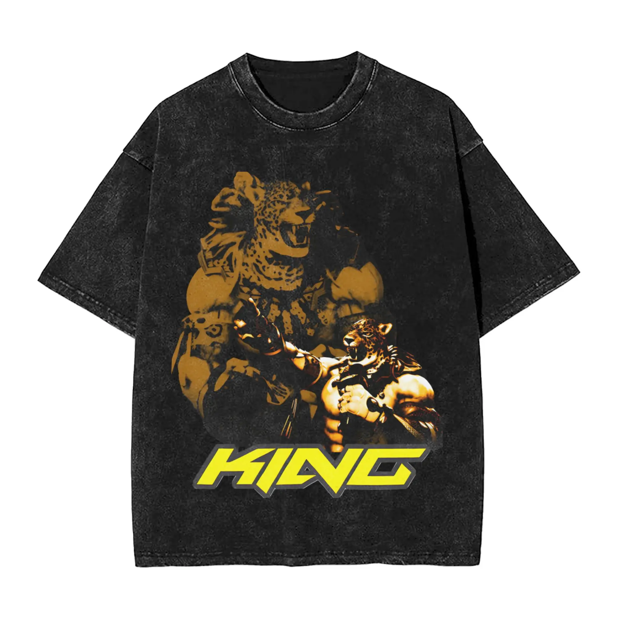 Tekken 8 King Camisetas para hombre Camisetas vintage lavadas Camisetas de manga corta con cuello redondo Ropa de algodón de talla grande