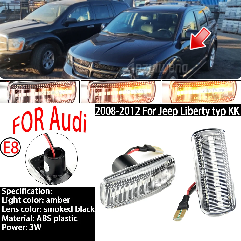 For Jeep compass Grand Cherokee Chrysler 200 300C Dodge Journey Avenger Lancia LED Side Marker Lamps Dynamic Turn Signal Light