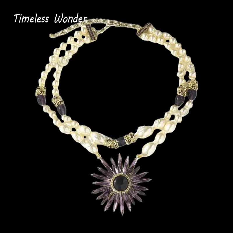 Timeless Wonder Fancy Glass Pearl Floral Pave Necklace Women Designer Fine Jewelry Rare Top Trendy Neat Gift Sweet Set 2614