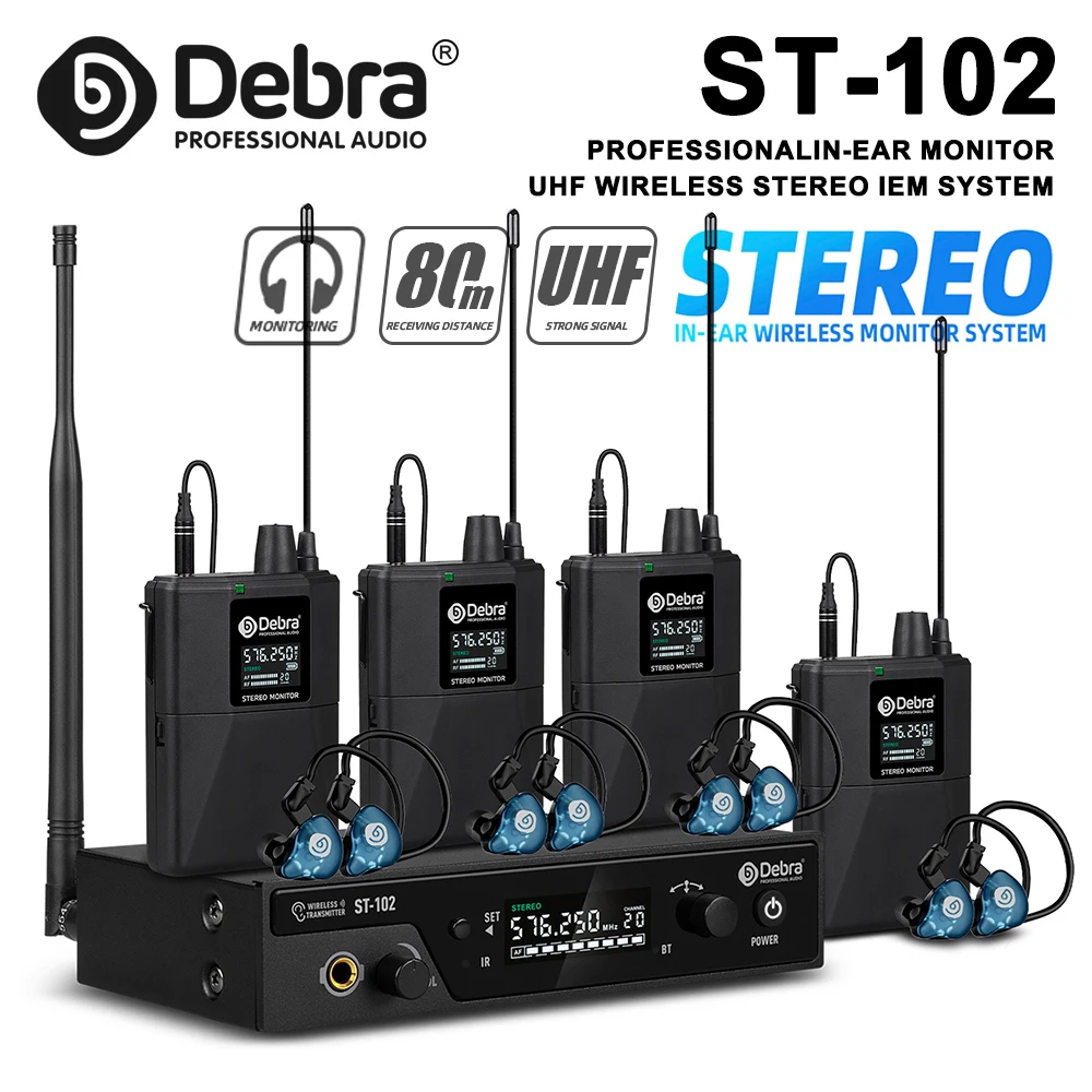 

Система беспроводного внутриканального мониторинга Debra ST-102, Bluetooth 5.0, UHF, дальность передачи 80-300 метров, для сцены, церкви