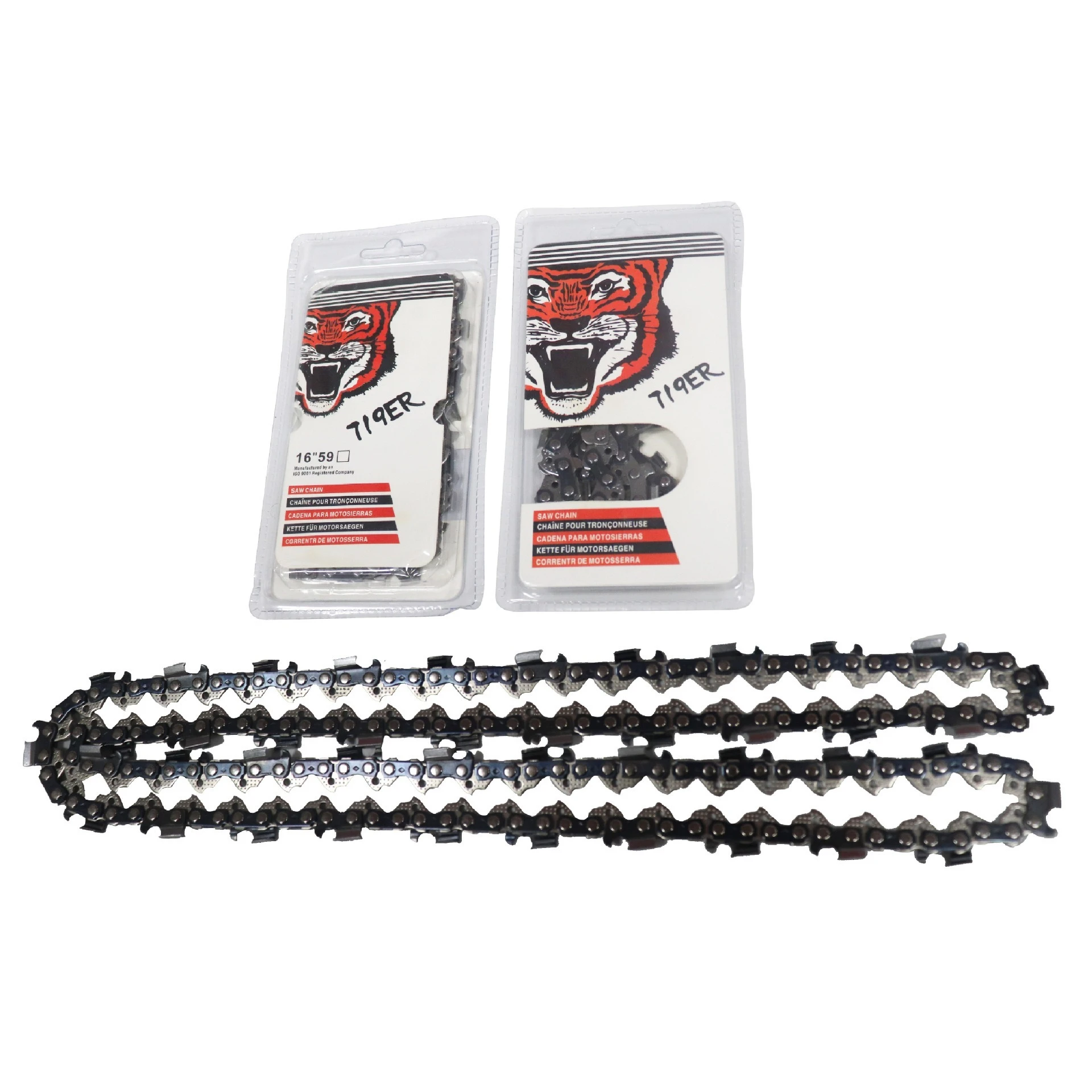 Tiger Head Chainsaw Chain 16/18/20/22/24 Inch Saw Blade Gasoline Saw Professional Accessories Bubble Shell Rounded Corner