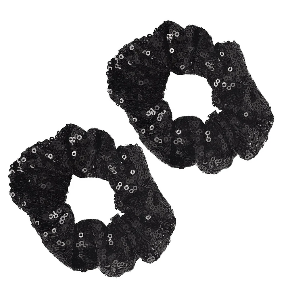 

2 PCS Christmas Sequin Hair Tie Rope Elastic Clips for Stretchy Washing Fluorescent Turban Men Sequins Ties Cute Ring