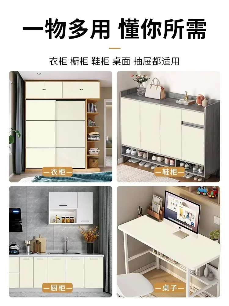 Thickened skin sensation film PVC self-adhesive wallpaper wardrobe door desktop furniture color change waterproof sticker