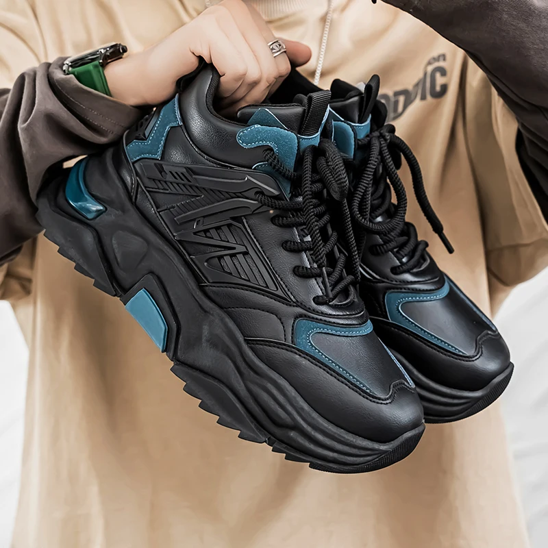 

Осень/зима 2023, новая универсальная модная мужская обувь с высоким берцем в британском стиле для спорта и отдыха на толстой подошве