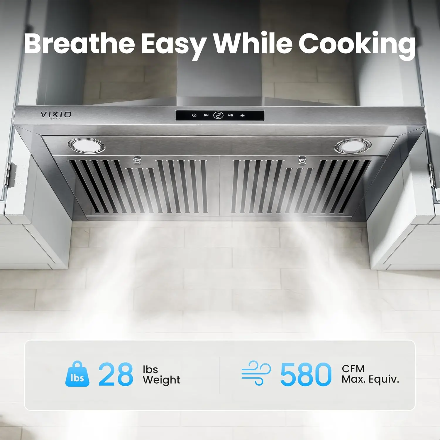 30 Inch Wall Mount Range Hood 580CFM Low Noise Touch Control