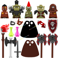 MOC Medieval Military Building Blocks Orcs Army Elves Figures Helmet Armour Shields Accessories Weapons Action Figures Kids Toys
