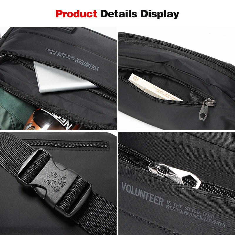 남성용 자원 봉사 허리 가방 2023 새로운 세련된 멀티 포켓 캐주얼 빈티지 전화 솔리드 방수 통근자 크로스 바디 백 1713-09