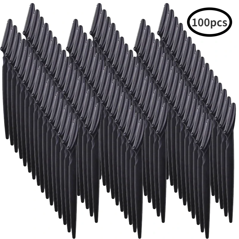 Karsyngirl 100Pcs Eyebrow Trimmer Portable Face Blade Shaver Razor Eye Brow Epilation Hair Removal Cutter Safety Razor for Woman