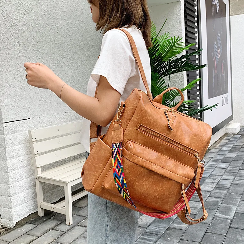 2023 New Women Leather Backpacks Purse Shoulder Bags Female Vintage Travel Backpack Casual School College Book Bag for Girls