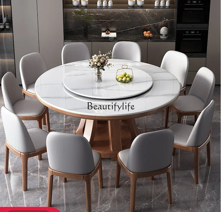 

FG44High-End Stone Plate Dining Tables and Chairs Set round Modern Simple and Light Luxury Small Apartment