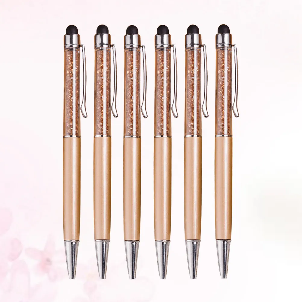 6Pcs Capacitive Stylus Pen Metal Ballpoint Pen Clip Design Multi Function School Office Stationery Crystal Diamond Pens