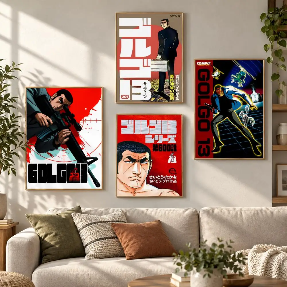 Golgo 13 80s Classic Anime Movie Sharp Assassin Action Poster Contemporary Wall Art Print for Bedroom & Living Room, Unframed