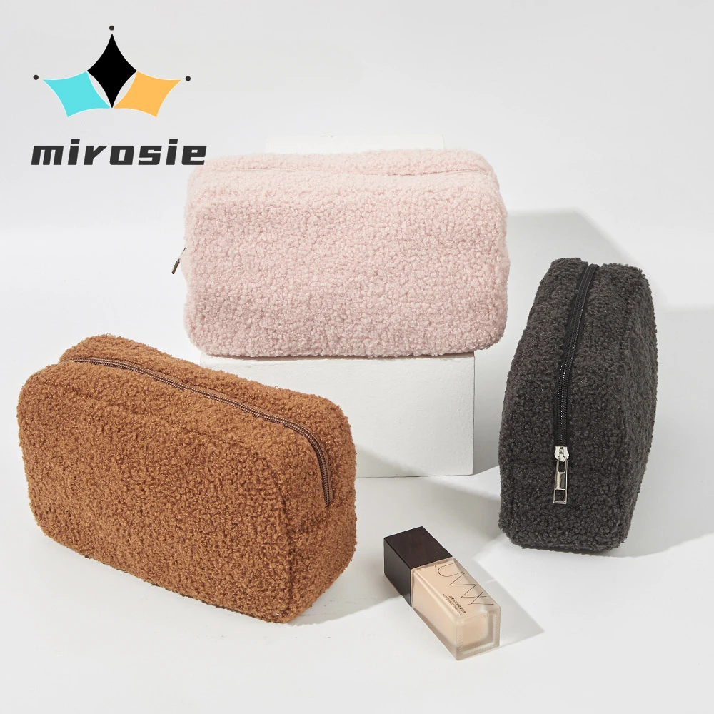 MIROSIE-Saco De Armazenamento De Pelúcia Elegante Para Mulheres e Meninas, Essenciais De Beleza, Grande Capacidade, Saco De Maquiagem De Viagem, Atacado