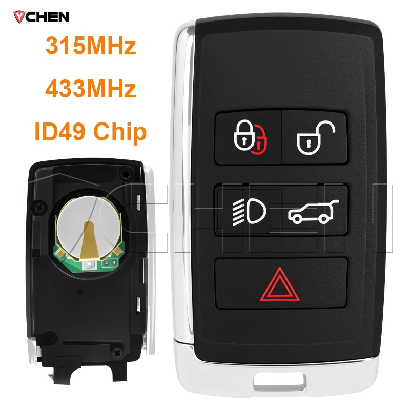 

Smart Remote Car Key 315MHz 434MHz Fob JK52-15K601-BG JK52-15K601-DJ 2018-2023 Fob For Land Rover Range Rover Evoque 5buttons
