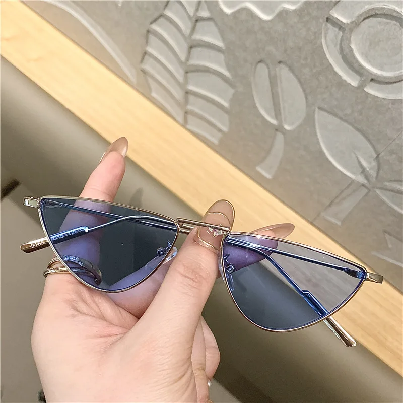 Mode Metall kleine Cat Eye Sonnenbrille Frauen ins beliebte Punk Sonnenbrille weibliche Schattierungen klare Ozean Linse Hip Hop Brillen uv400 – Detail 10