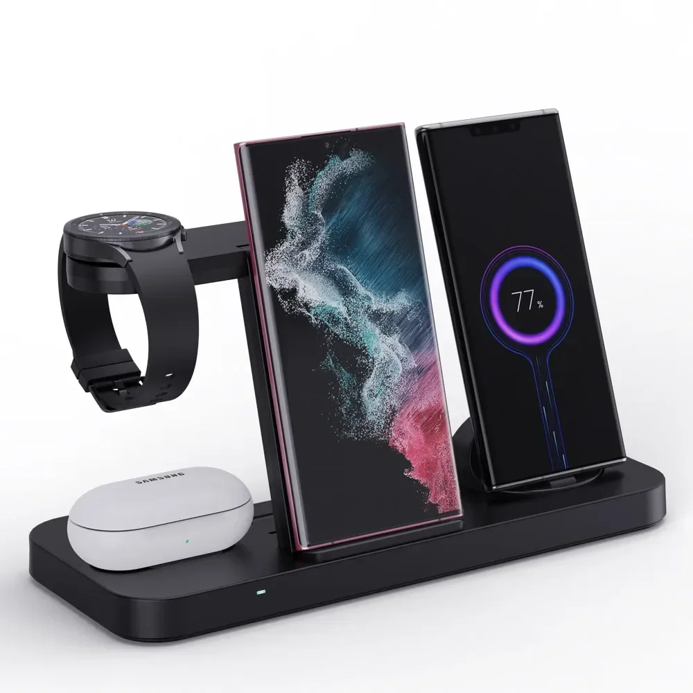 Supporto per caricabatterie Wireless pieghevole 6 in 1 per Samsung S22 S21 S20 S10 Note Galaxy Watch 5 4 auricolari attivi Dock Station di ricarica