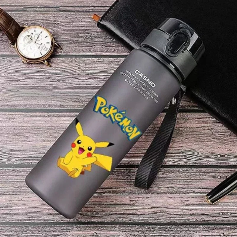 560ML Anime Pokemon Monster Water Cup Ash Ketchum Pikachu Gengar Portable Plastic Outdoor Sports High Capacity Water Cup Gift