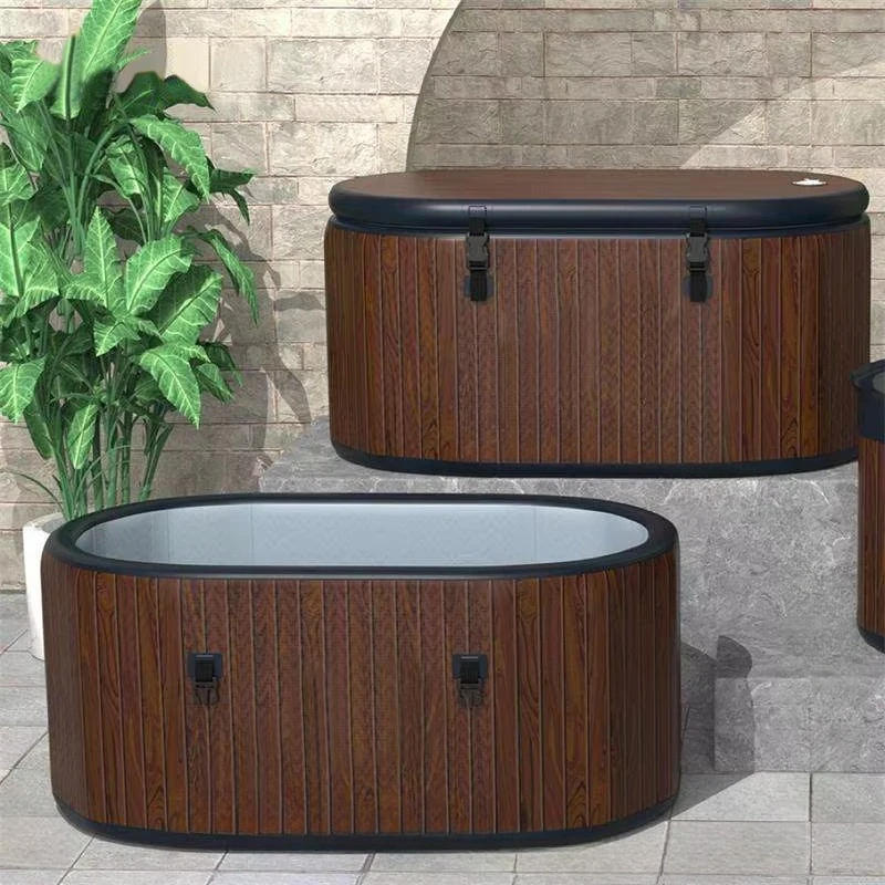 Portable Inflatable Ice Tub, Cold Water Soak Tub DWF Polymeric Recovery Bucket for Athletes, Home Gym, Spa Therapy