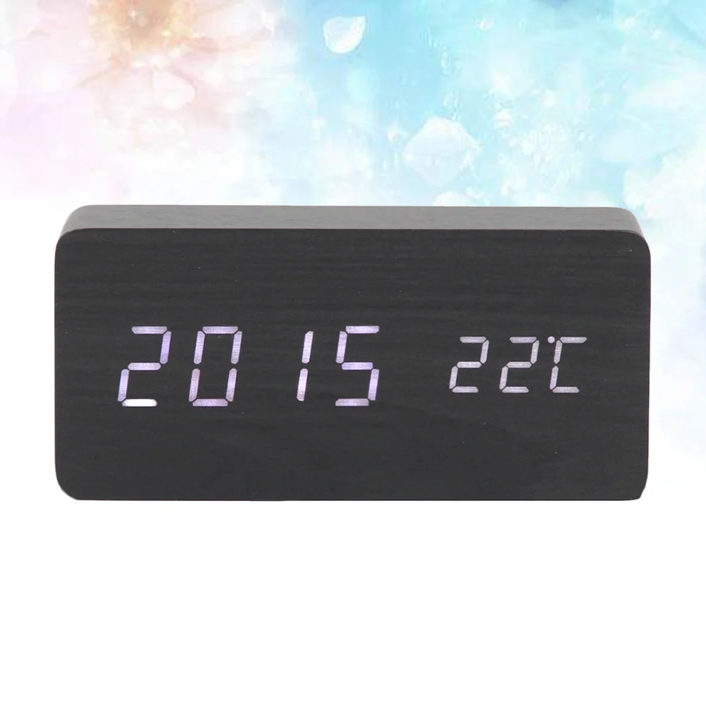 

Modern Wooden Led Alarm Clock With Temperature Display Night Light Function For Home Office Bedroom Wall Clock 128Characters