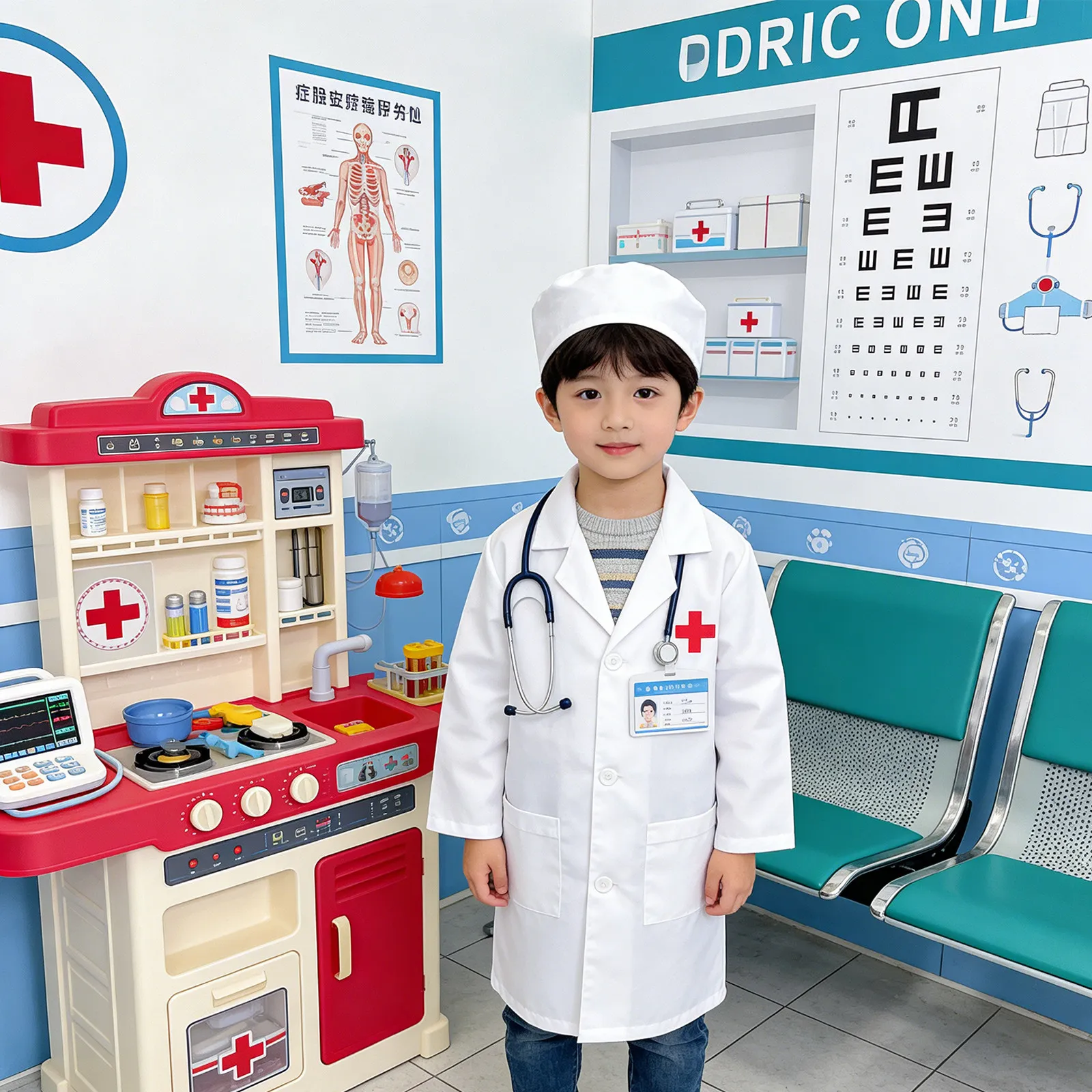 2Pcs Kids Nurse Hat Halloween Dress Up Nurse Bonnet Costume Accessories Role Play Game Supplies for Pinning Ceremony