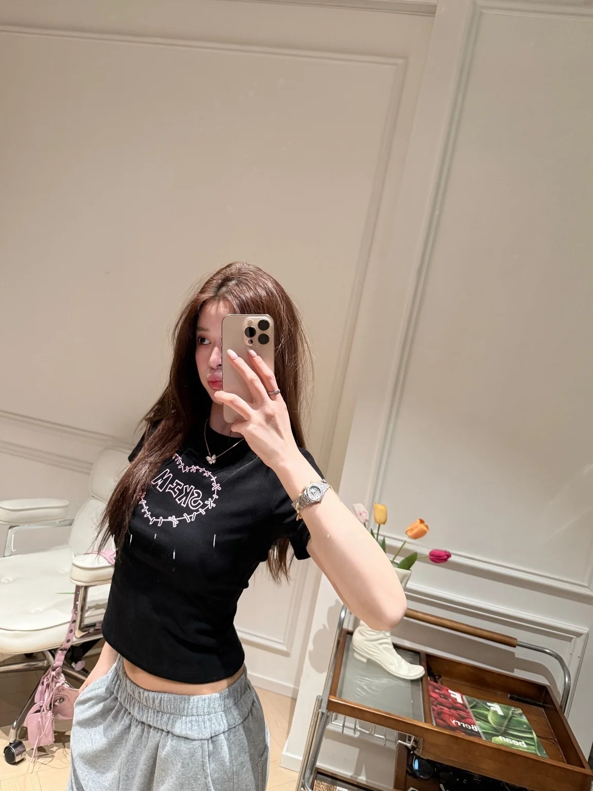 

Korean Style Limited Edition Heart Pattern Slim Fit Short Sleeve T-Shirt Sweet Spicy Girl Shoulder Length Fly Sleeve Top for ...