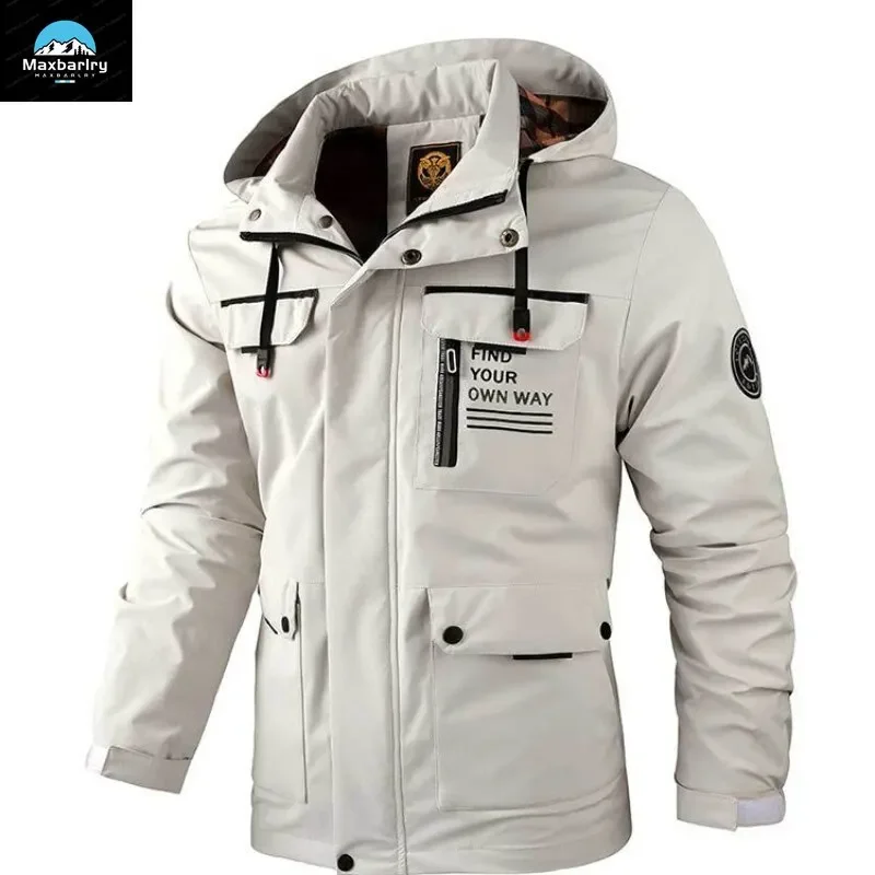 Casaco exterior com capuz masculino, corta-vento térmico casual, leve, impermeável, frio moda vestuário, alta qualidade