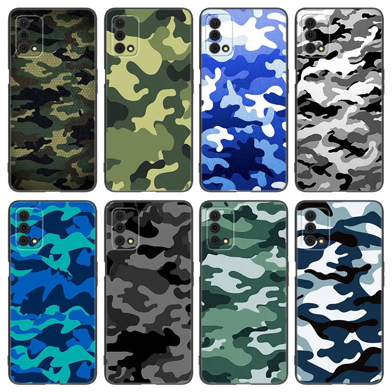 Camouflage Camo Military Silicone Phone Case For OPPO Reno 10 11 Pro A55 A57 A58 A72 A74 4G A98 5G A15 A16 A17 A38 A54 A76 A94