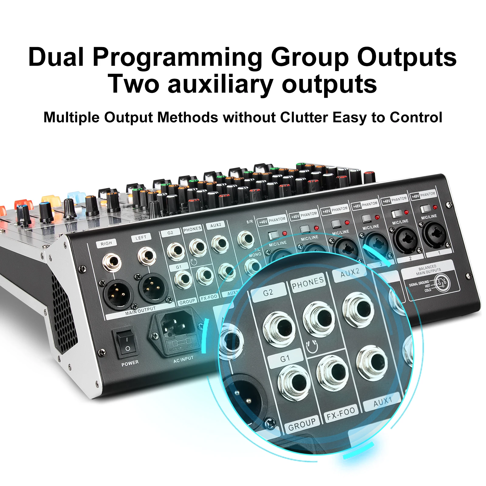 TX-8 المهنية 8 قناة DJ تحكم USB جهاز مزج الصوت المعادن الغيتار خلط الصوت وحدة التحكم