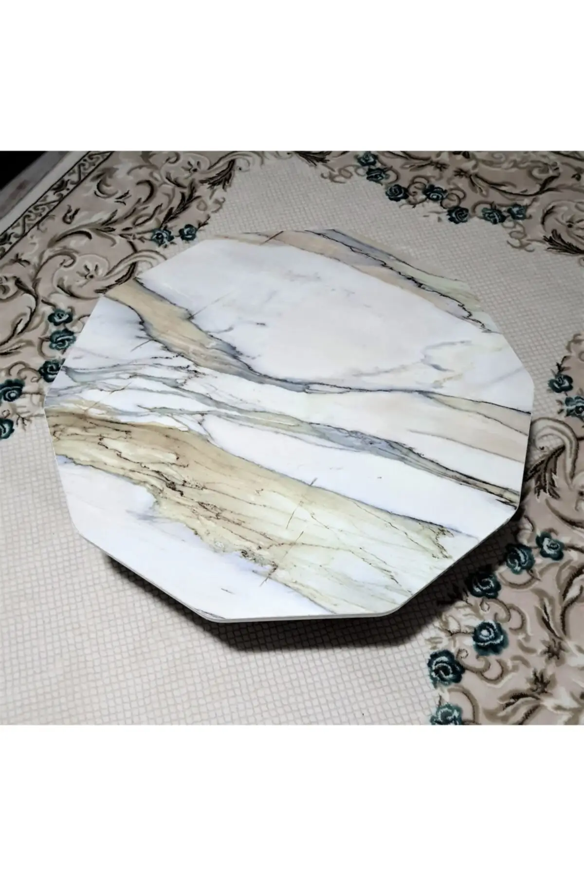 New Model marble patterned prism corner floor table with marble pattern