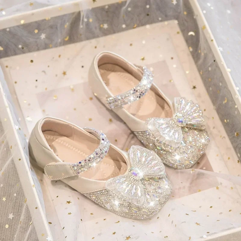 Baby Girls Princess Shoes Sequins Cute Kids Sandals Casual Comfortable Bow Catwalk Fashion Crystal Spring/Summer Student Elegant