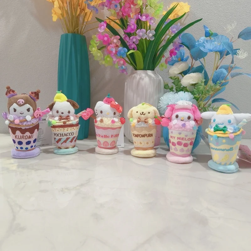 Sanrio Hello Kitty Kuromi Cinnamoroll Parfait Ijs Zacht Pluche Sleutelhanger Rugzak Rits Hangende Decoratie Telefoon Charme Cadeau
