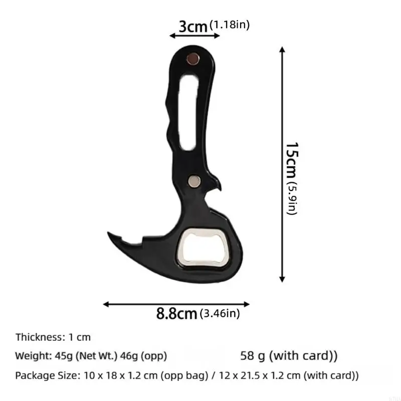 Kitchen Bottle and Can Opener and Pull Opening Tool with Hook Opening Aid, Plastic Handle and Metal Insert for Daily Tasks 87HA