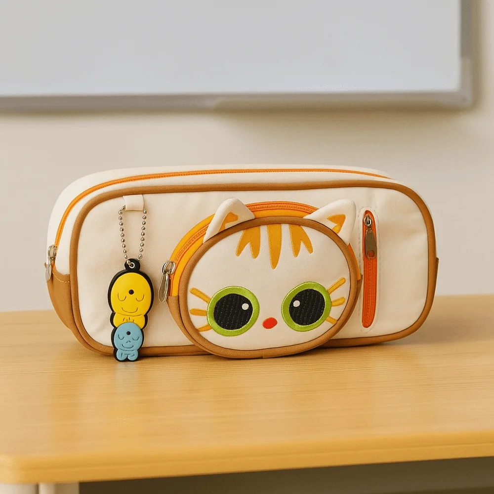 ملحق أنيق سعة كبيرة ثلاثية الأبعاد حقيبة أقلام القط المحمولة مقلمة كرتونية صندوق القلم الإبداعي هدية