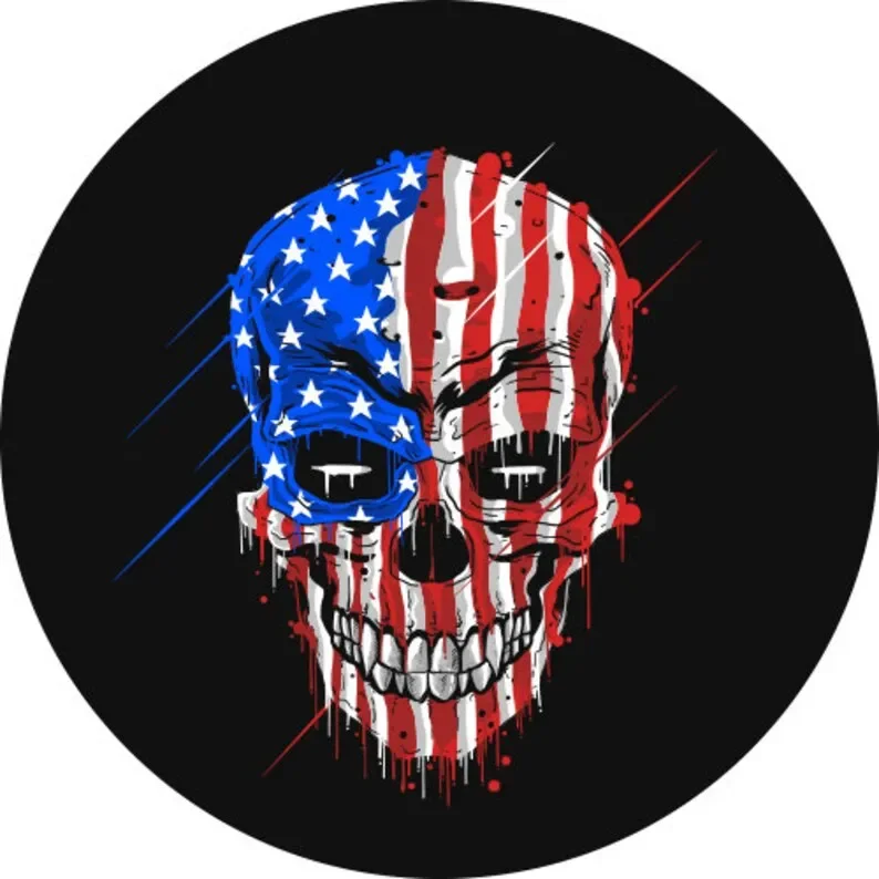 American Flag Skull Car tire cover dust waterproof sunscreen suitable for most car parts tire cover