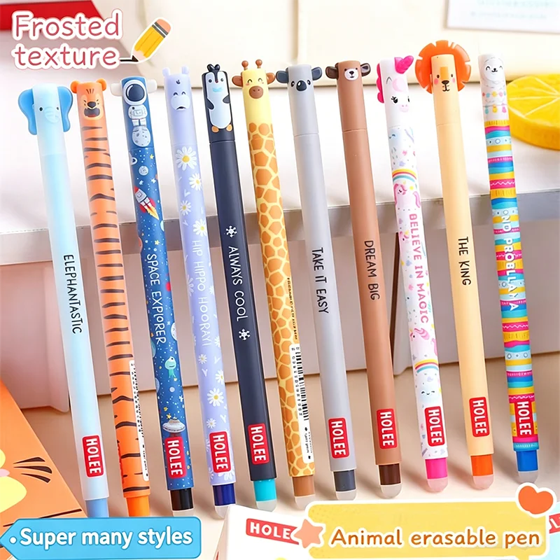

Random 5pcs 0.7mm Blue Animal Erasable Pen Refillable Ballpoint Pens, Suitable For Students Erasing Writing And Drawing Mistakes