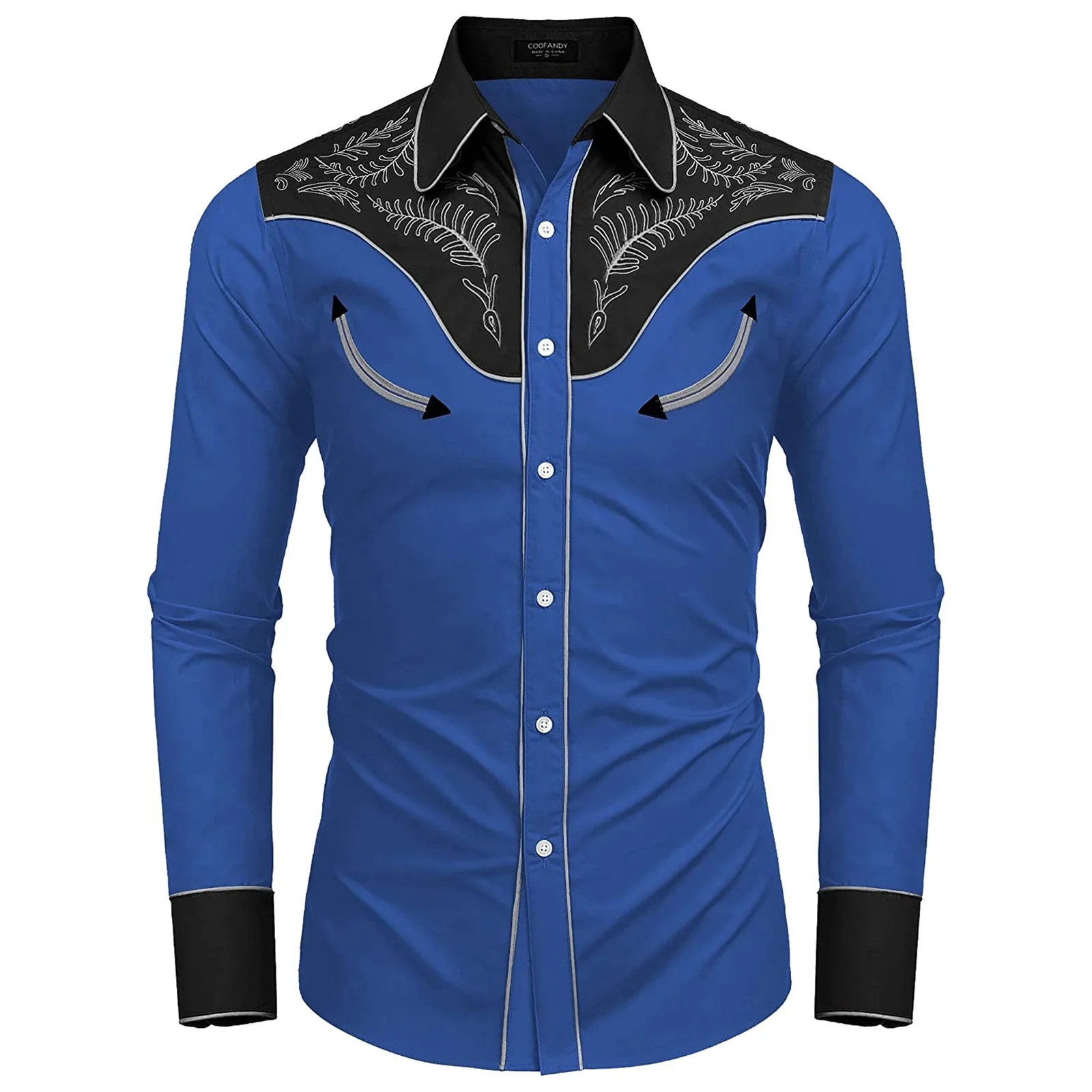 Mens Clothing Western Cowboy Fashion Shirts Men Casual Slim Fit Long Sleeve Social Dress Party Shirts Camisetas Masculina New