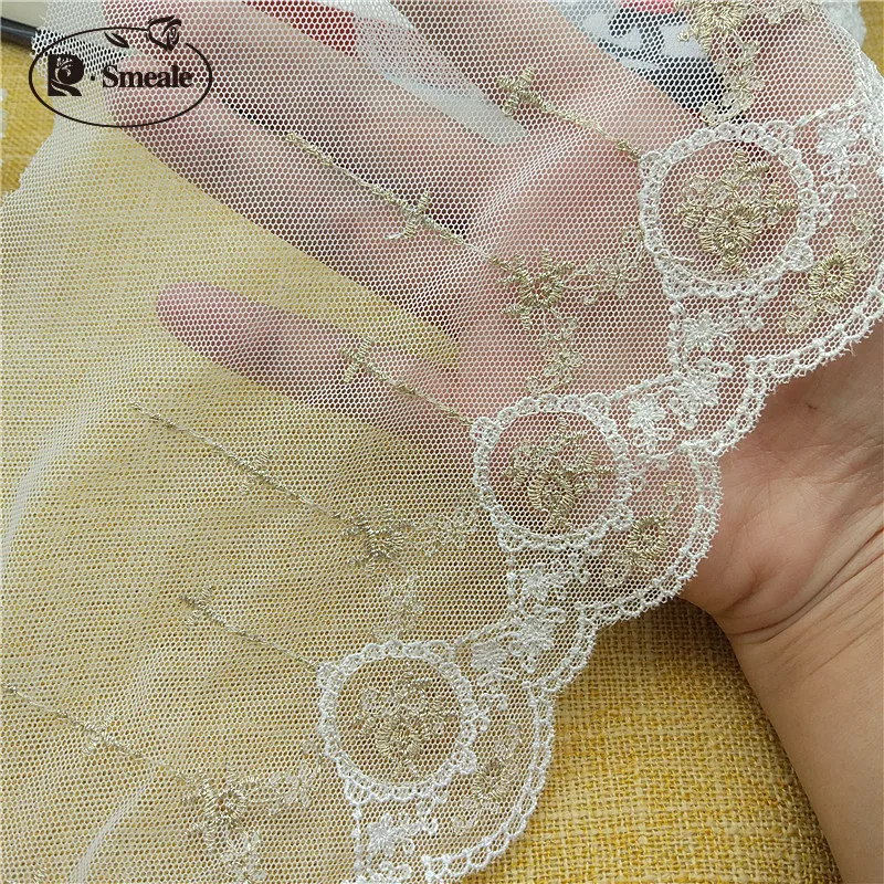 Silk Mesh Yarn Embroidery Clothing Skirts, Gold Thread, DIY Handmade Accessories, Palace High-end Lace Trim, New Products, 2020