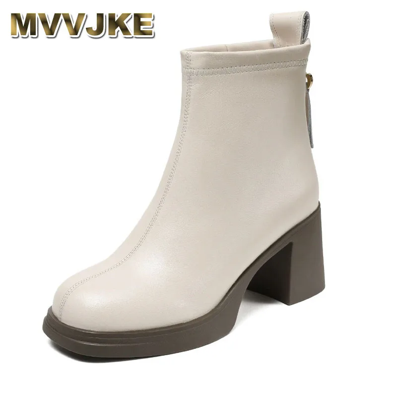 

Classic Style Thick High Heel Fashion Ankle Boots Genuine Leather Autumn Winter Square Toe Women Casual Handmade Shoes