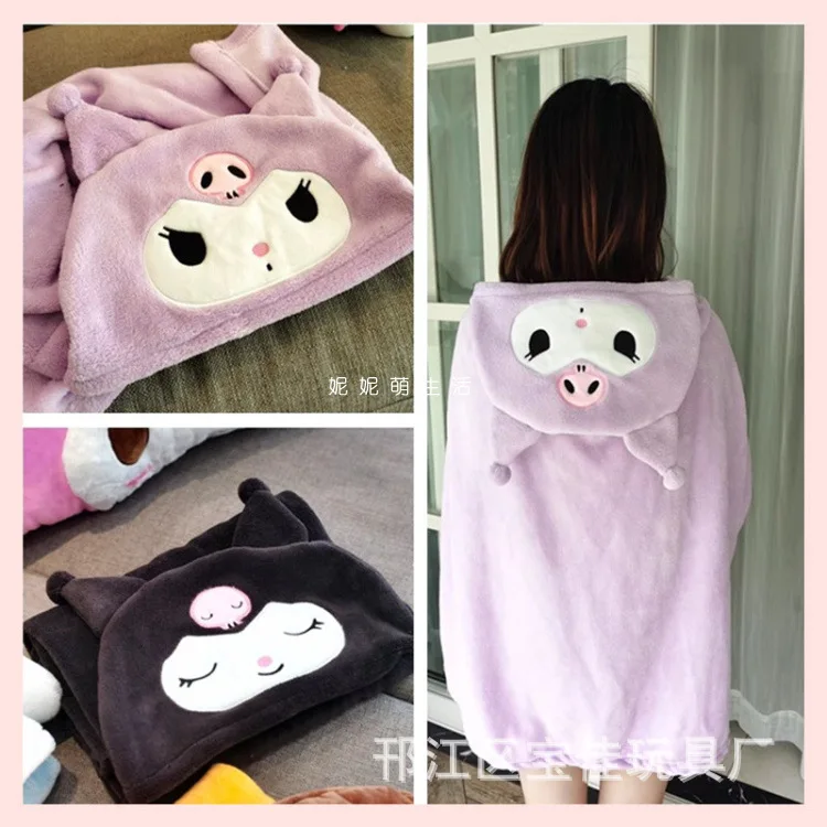 

Cartoon Melody Kuromi Warm Cloak Blanket Office Nap Air Conditioning Blanket Student Shawl Cover Carpet Gift For Kids Kawaii